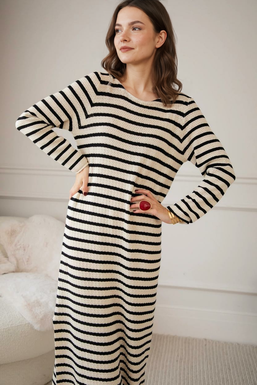 Sya Stripe Beige/Black - Kleita